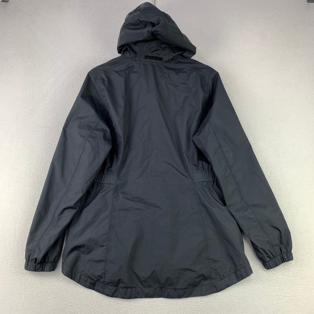 The North Face HyVent Rain Jacket Womens L Black Hooded Windbreaker Waterproof - Picture 2 of 10